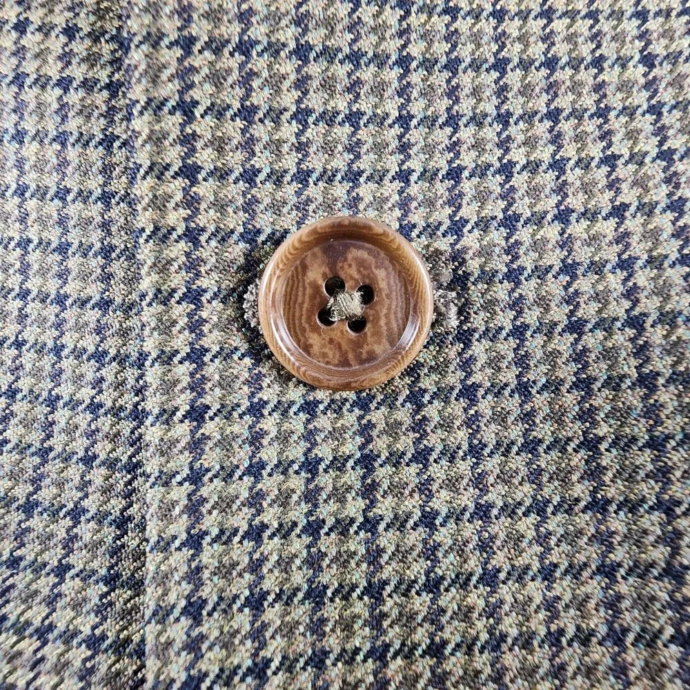 Brooks‎ Brothers 346 Blazer Men 46L Brown Black Houndstooth 100% Wool Sport Coat